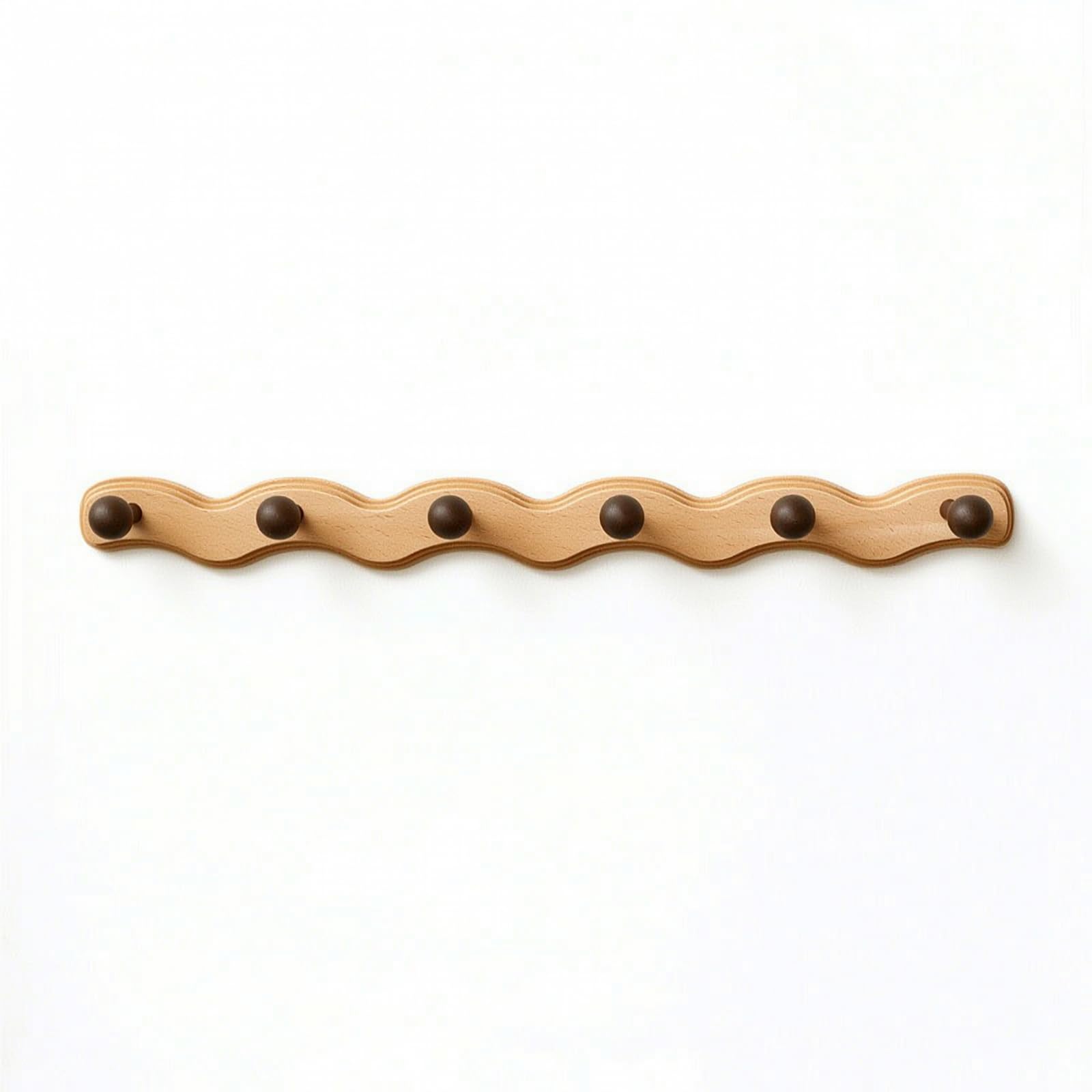 Amagogo Perchero de Pared de Madera Colgador Organizador Soporte con Acabado Tallado y Seis Ganchos Redondeados Que Evitan, 6 Ganchos - Nube Auspiciosa Nogal Negro