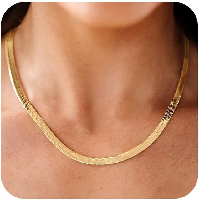 Chunky Gold Snake Chain Necklace - 14K Gold/Silver Plated Women's Jewelry