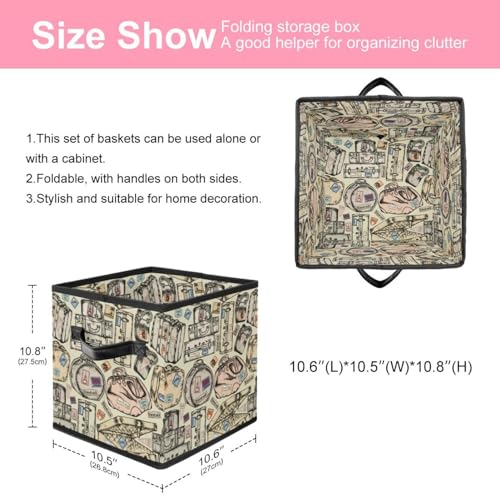 Boîte de rangement pliable en tissu cube avec poignées pour vêtements - 3