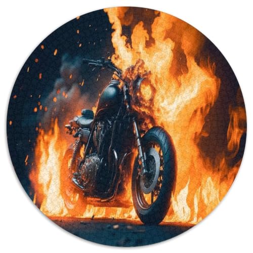 Puzzle de 1000 piezas circular: vive la pasión de la moto y el fuego