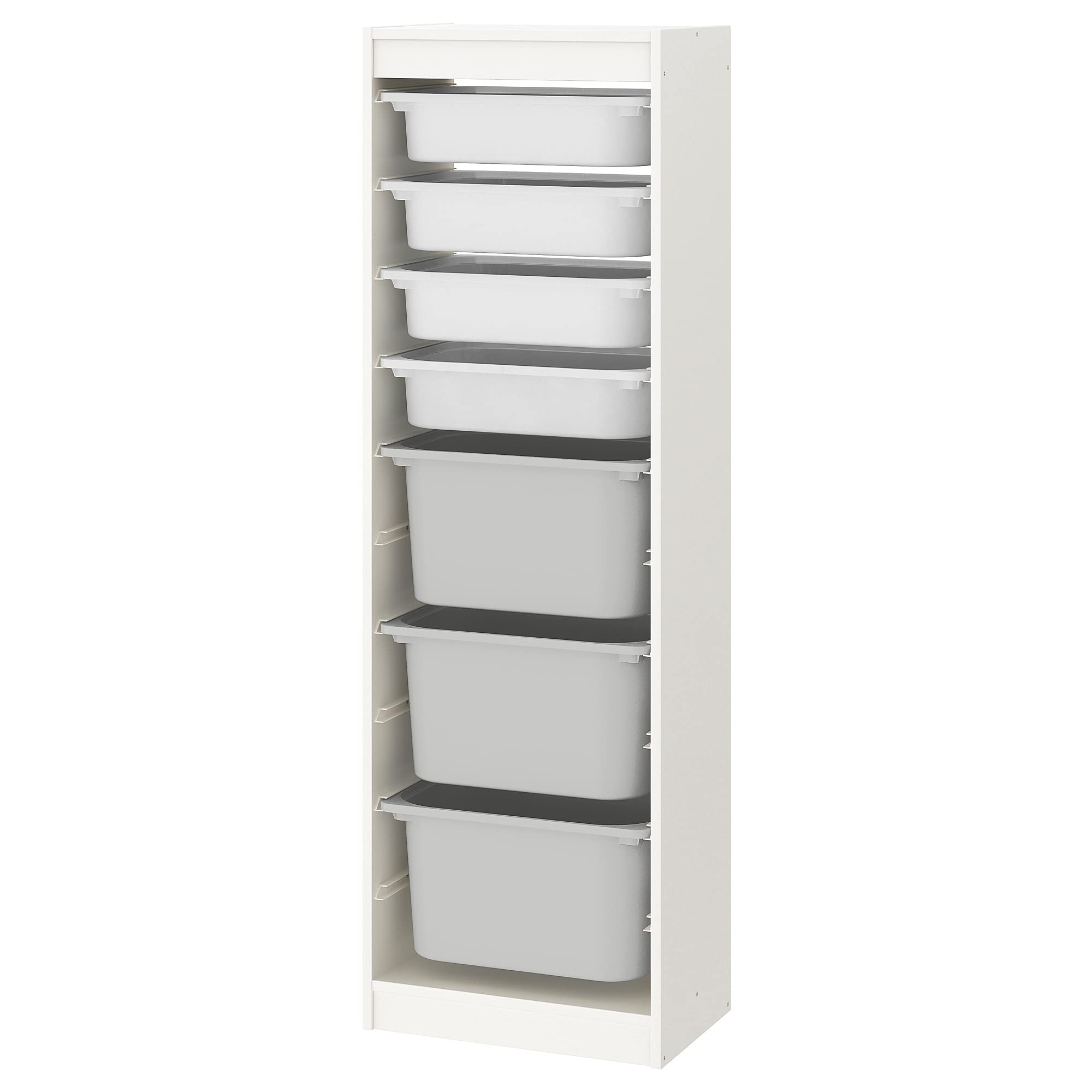 Ikea TROFAST Combinaison de rangement avec caisses, 46 x 30 x 145 cm, blanc/gris