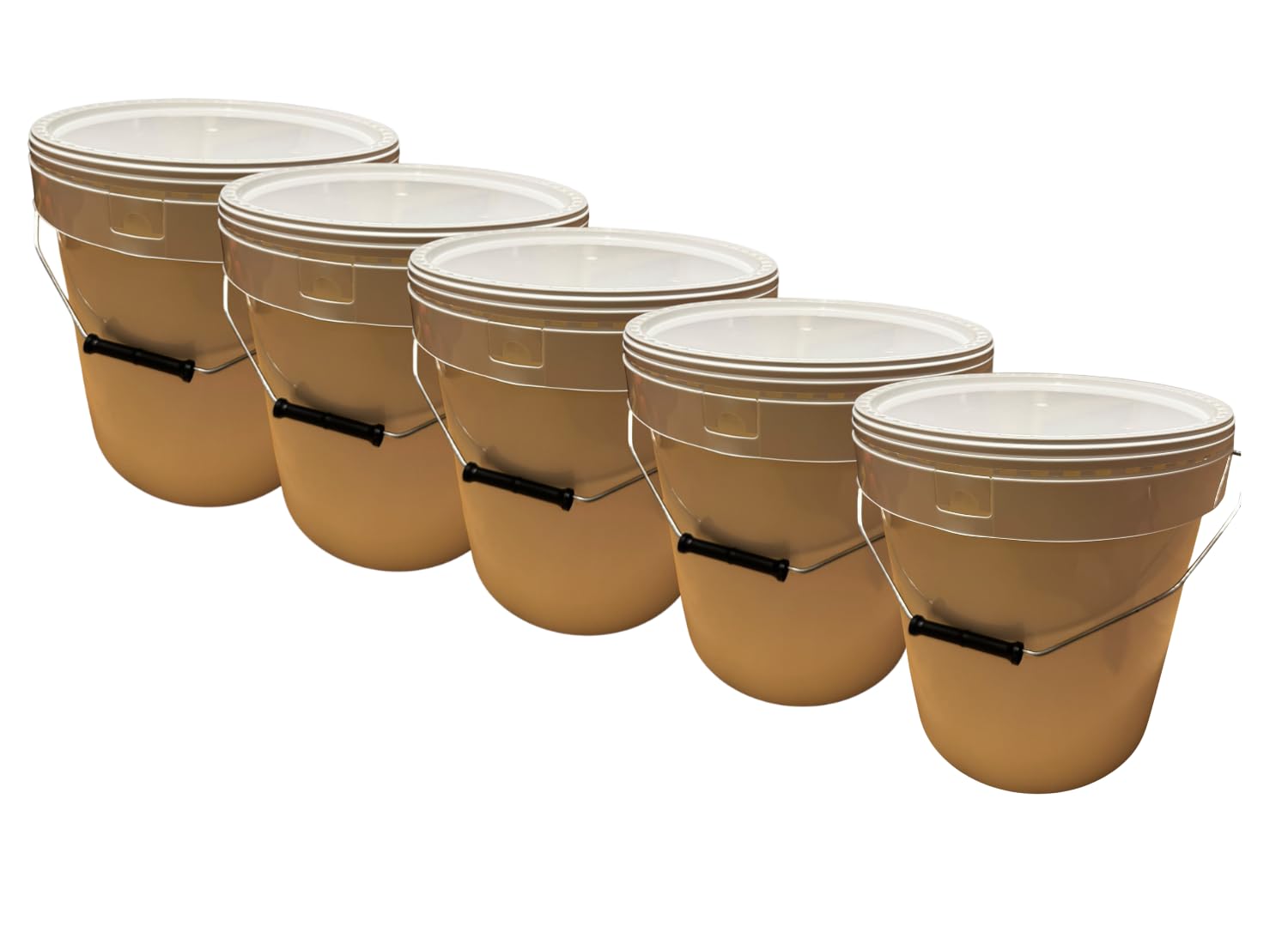Lot de 5 x Seau Plastique 20 L litres avec Couvercle – Robuste, Étanche et Réutilisable pour Usage Domestique ou Professionnel