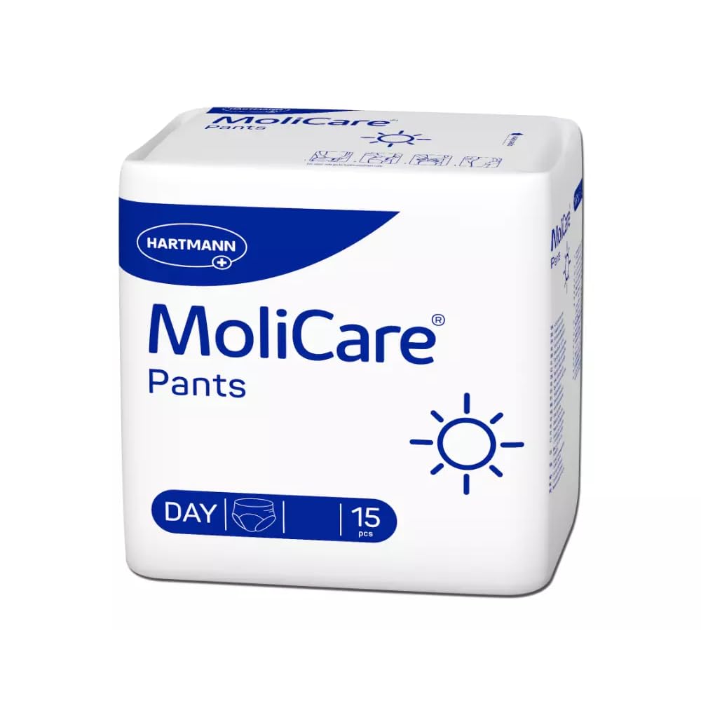 MoliCare Pants Day: spodnie inkontynencyjne w przypadku umiarkowanego nietrzymania moczu, rozmiar L (100-150), 15 sztuk