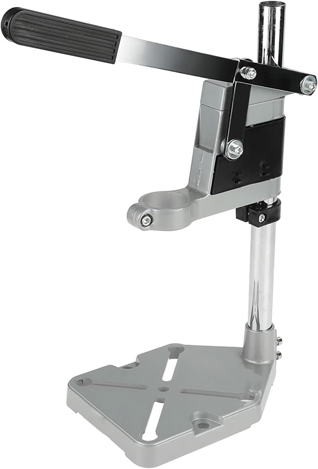 Clamp Drill Press Stand, Workbench Repair Tool for Drilling, Aluminum Base Drill Stand with Solid Column Bar, Precise Graduation for Electric Power Drills 38-43mm (Single Hole)