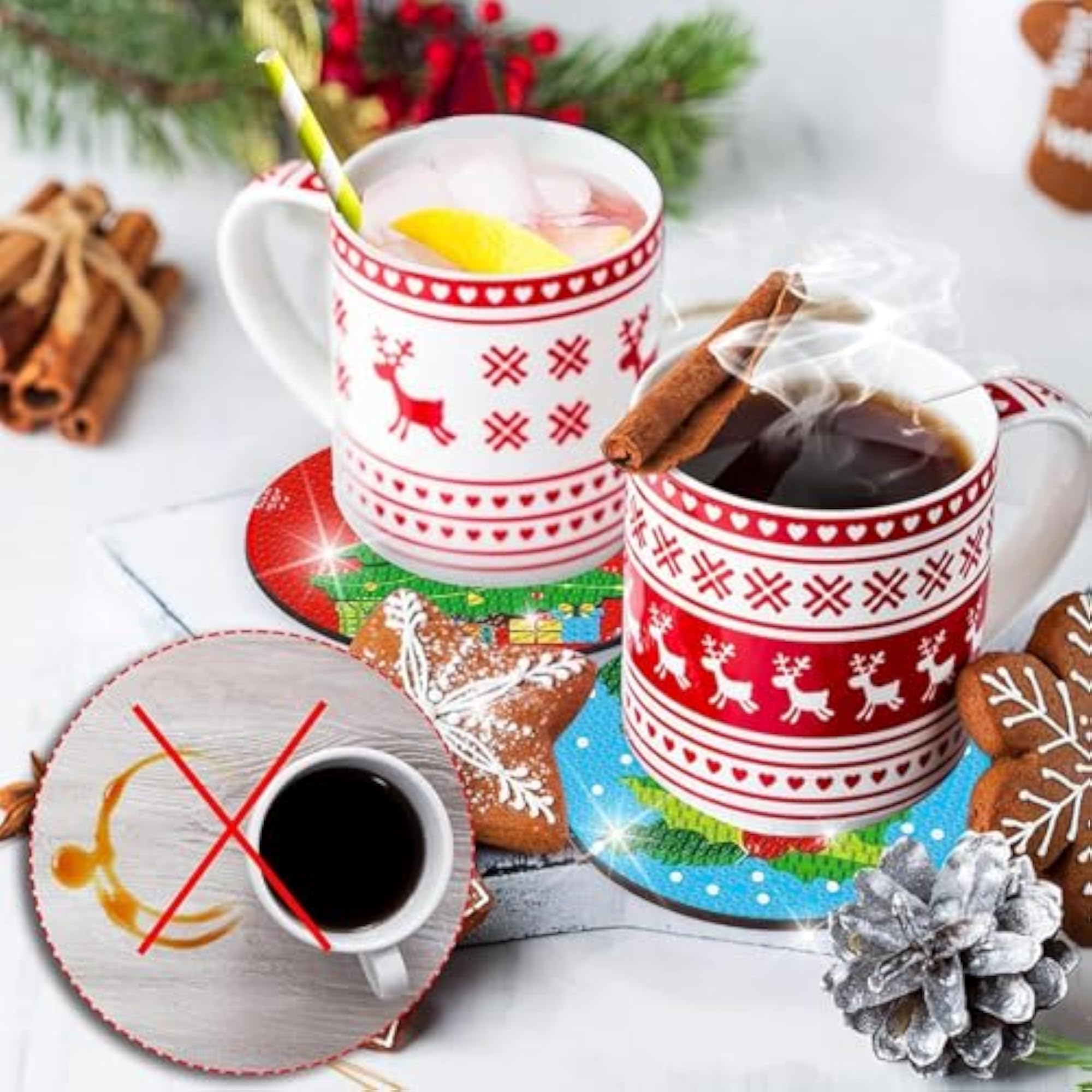 8 PCS Christmas Diamond Art Coasters Kit