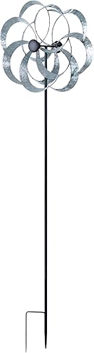 Miniatura 4 de Alpine Corporation 59" de alto metal al aire libre viento Spinner jardín estaca patio decoración
