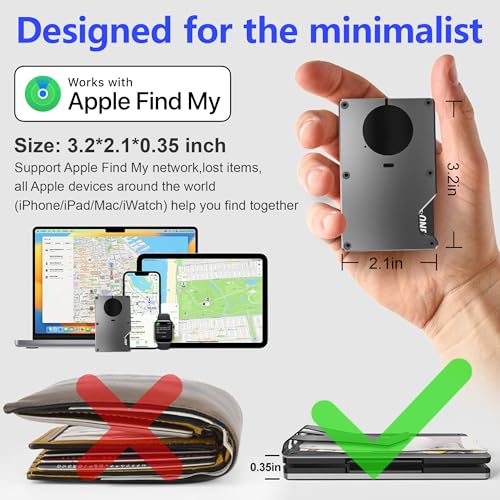 Air Wallet, Minimalist Air Wallet for Men with Built-in Chip, Ridge Wallets for Men, RFID Blocking Credit Card Holder,Slim Wallet For Men, Works with Find My IOS ONLY,Gift for Husband Boyfriend3
