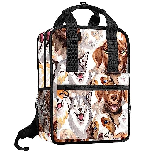 Sac à dos garçons illustré têtes de chiens peintes à la main pour un style unique