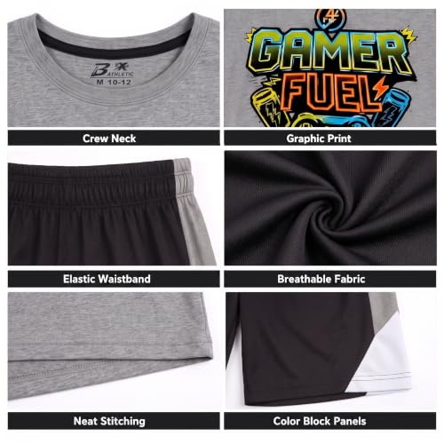 Image of Pro Athlete Active Boys Short Sets - 2 Piece Performance Crewneck Short Sleeve T-Shirt and Shorts Boys Athletic Sets (8-16)