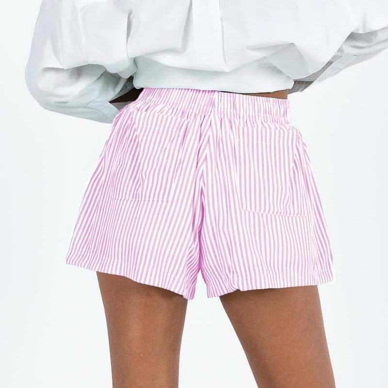Women Stripe Boxer Shorts Casual Lounge Shorts Elastic Waist Pj Sleep Shorts Summer Going Out Shorts - Image 2
