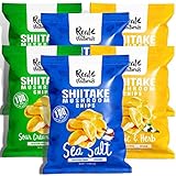 Real Naturals mushroom chips from real shitake mushrooms (Variety Pack) Less than 100 calories (6 Packs) Gluten Free mushroom snack shrooms that are crispy healthy option to mushroom jerky