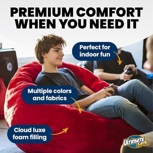 ULTIMATE SACK Lounger Bean Bag Chair, Oversize Bean Bag Chair for Adults, Comfy Chair Bean Bag Couch Lounge Sofa Loveseat Furniture | Electric Blue Suede