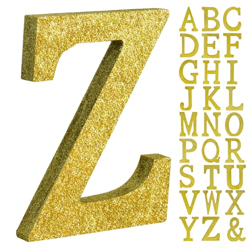 Image of TONIFUL 8 Inch Gold Glitter Letter Z Table Centerpiece A-Z Gold Birthday Party Decorations,Gold Alphabet Z for Birthday,Chrismas,Graduation,Bridal Shower,Wedding,Anniversary Party Supplies