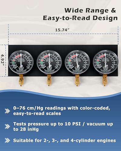 Image of DAYUAN Upgraded Motorcycle Fuel Vacuum Carburetor Synchronizer Set | Carb Sync Gauge Kit, Screw Hole Design, Compatible with Honda Yamaha GS KZ 550 650 750,4 Vacuum Gauges, Chrome Fittings