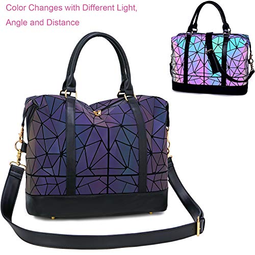 CAMTOP Weekender Bag Geometric Luminous Overnight Travel Duffle Carry On Tote for Women Ladies