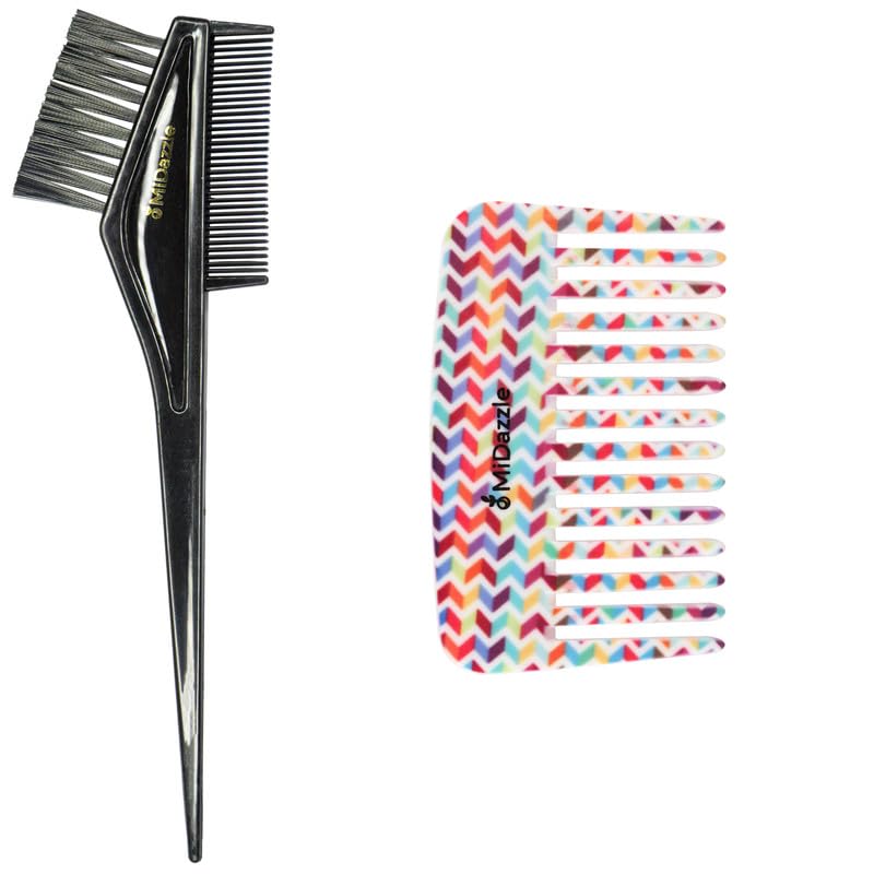 Image of Midazzle 2 in 1 Hair Dye Brush With Floral Comb (Pursh) - Set of 2