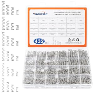 Nadinsta 432 Stück Druckfedern Sortiment Edelstahl