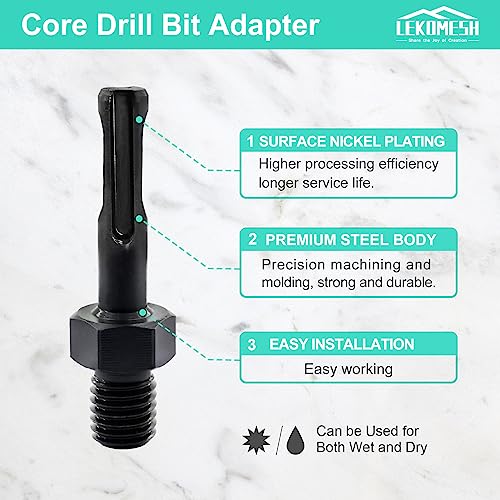 Adapter M14 Male Thread to SDS Plus Shank,for Core Drill Bit,LEKOMESH 2PCS Diamond Drill Bit Adapter for M14 Connection SDS,Diamond Hole Saw Adapter Fitted On Hand Drill or Benchtop drills - Image 4