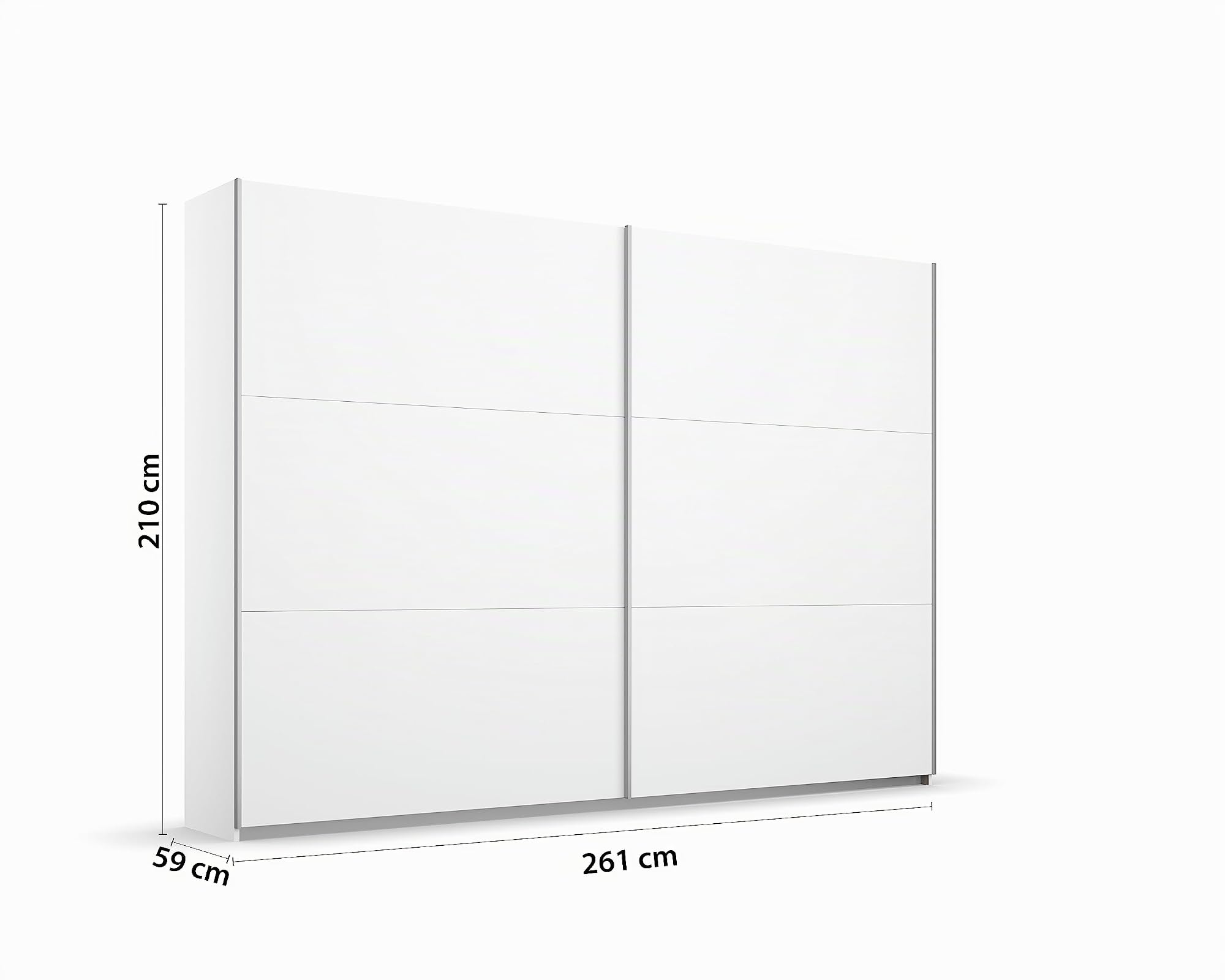 Rauch Möbel Aurelio, Schwebetürenschrank, Farbe Weiß, Breite 261 cm | Kleiderschrank mit Schwebetüren, Schiebetüren, 2-türig, für Schlafzimmer, Kinderzimmer, Wohnzimmer, Gästezimmer, Garderobe