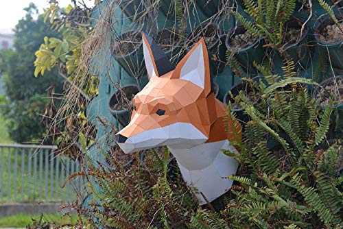 Fox Head Paper Sculpture,Pre-cut DIY Papercraft Kit,Handmade Wide ...