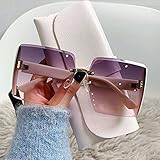 LAKEMON Popular Large Frame Glasses,Square Oversized Sunglasses,Ladies Gradient Sunglasses (Purple)