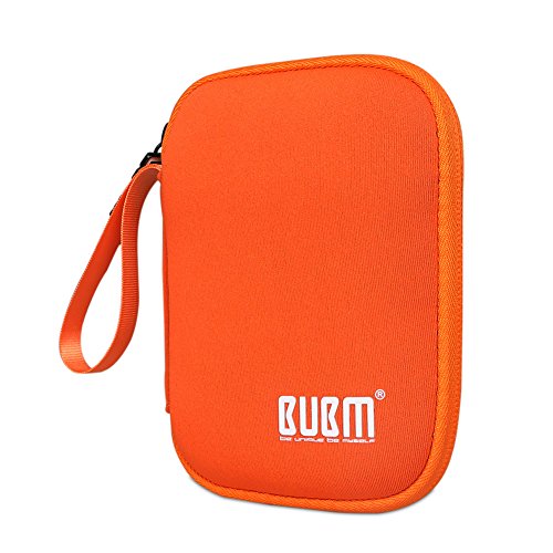 External Hard Drive Case, BUBM Soft Carrying Travel Case for 2.5-Inch Portable External Hard Drive/Portable Hard Drive Protection Box Case/Electronics Travel Organizer/Cable Bag-Orange