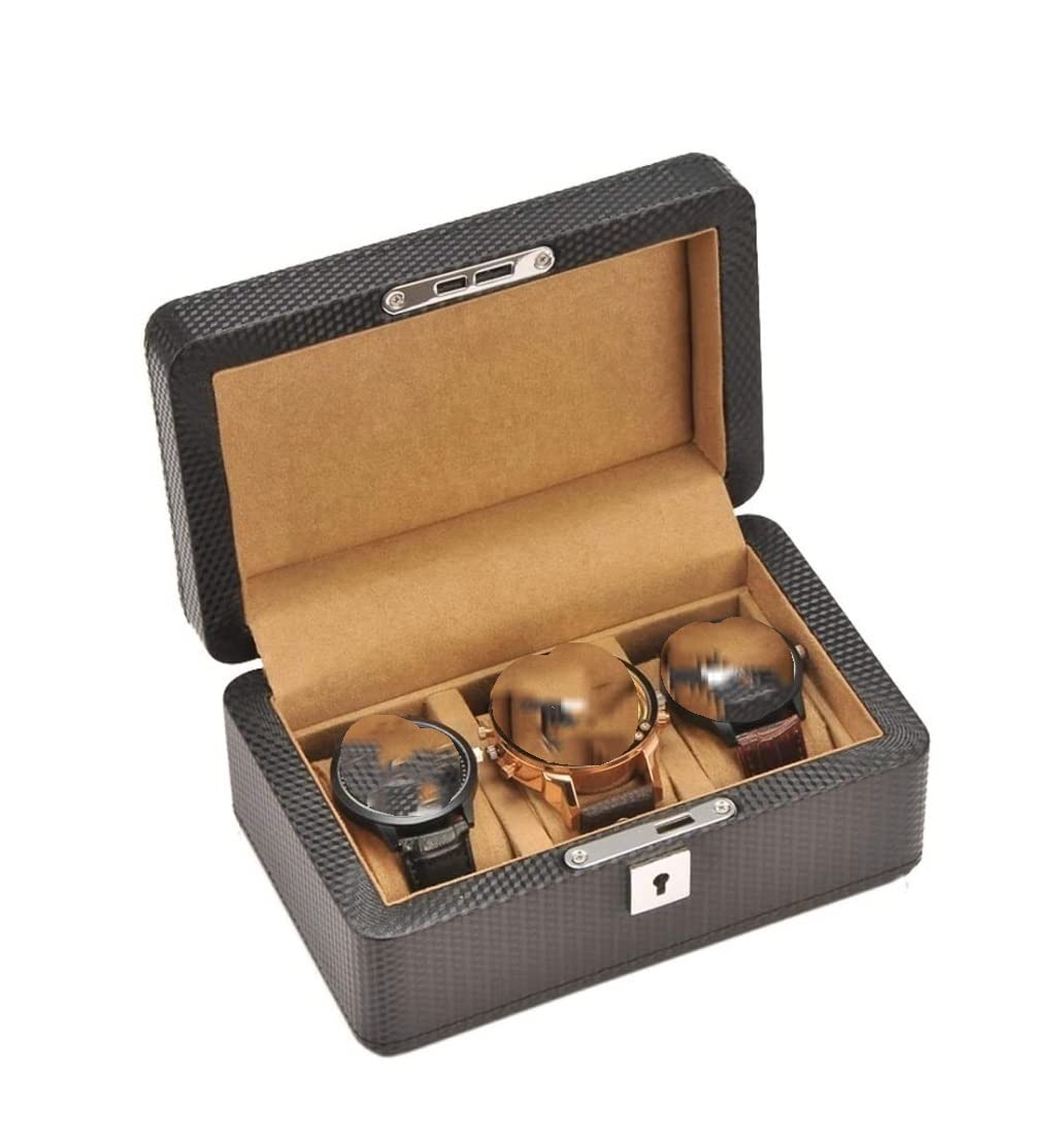 QUSYZD Watch Case Watch Roll Watch Winder 3 Slots Watch Box Jewelry Display Storage Holder Organizer Watch Case Jewelry Dispay Watch Storage Boxes Watch Box Watch Organizer,