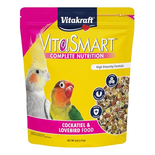 Vitakraft Vita Smart Gourmet Cockatiel and Lovebird Food - Vitamin-Fortified - Daily Pet Bird Food 4 Pound (Pack of 1)