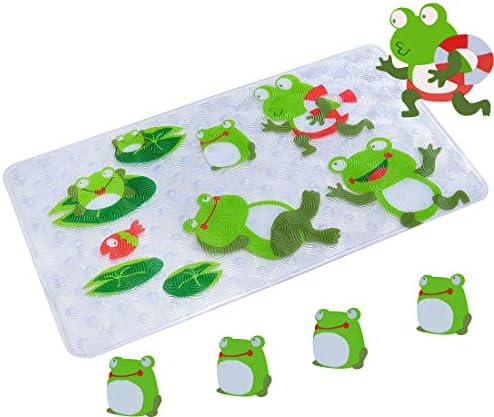 WARRAH Kids Bath Mats for Tub,No Slip Bathtub Mats with Suction Cups for Shower,27.5" L x 15.7" W,Cute Cartoon Dinosaurs for Babies,Children,Kids,Machine Washable (Dinosaurs FHD-05)