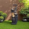 AXUSKY 4-Tier Outdoor Water Fountains with LED Lights 37.4”H Floor Standing Indoor Water Fountains for Garden Patio Deck Porch Yard Art Decor