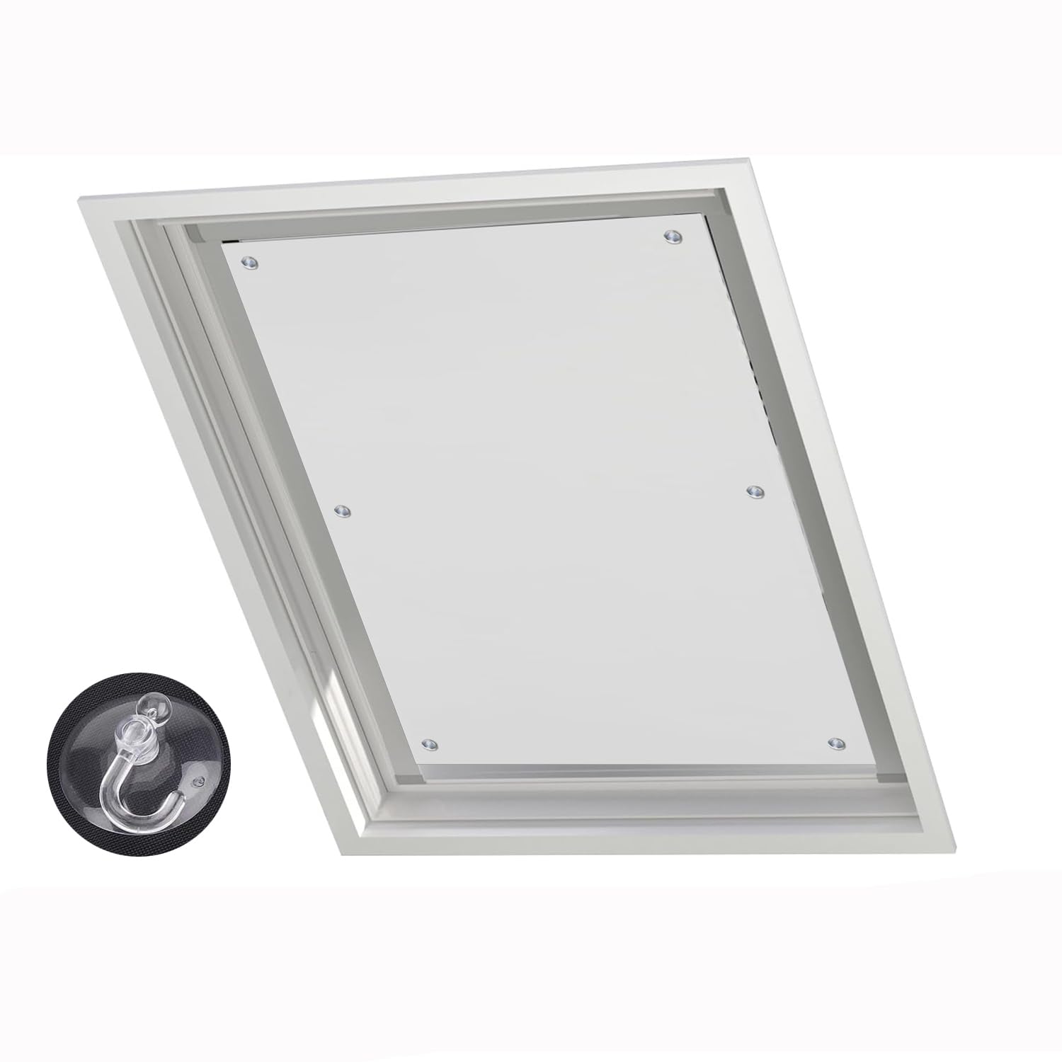 Blackout Skylight Blind for Roof Windows Portable No-Drill Window Cover with Suction Cups, UV Protection, Easy Installation Ideal for Bedroom, Travel, RV, Nursery White 22.4"x54.3"(57x138cm)