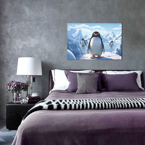 Toile murale moderne pingouin glace tableau salon 30x45 - 4