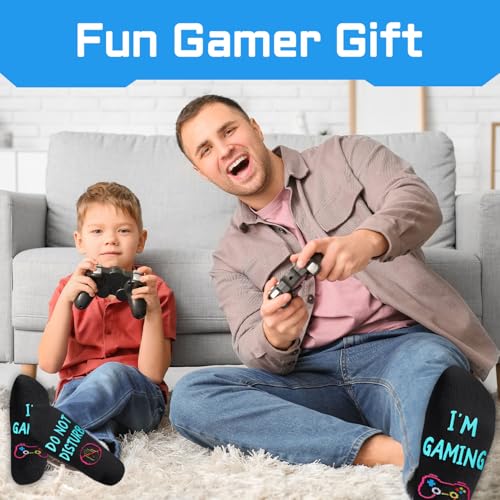Gamer Gifts for Teens Boys - Video Game Socks for Kids 4-18, Gifts with Greeting Card