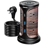 Surge Protector Tower Power Strip, 6.5 Ft Extension Cord with Multiple Outlets with Surge Protection, Screw Wall Mount Outlet with 12 Ac Outlets with 3 USB Ports(1 USB C), Overload Protect for Office