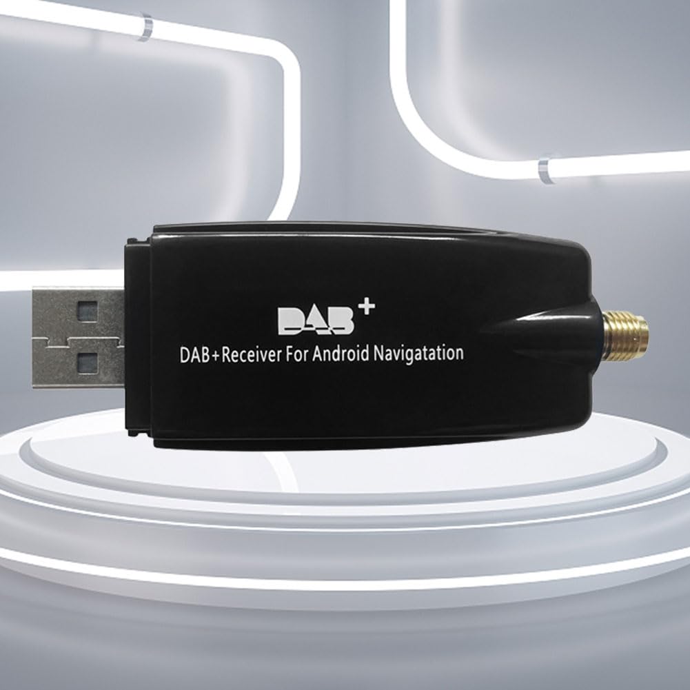 Dab+ Antena Receptora Aérea Coche Dab+ Caja de Radio Digital Interfaz USB Portátil para Android 5.1 y Superior Radio de Coche
