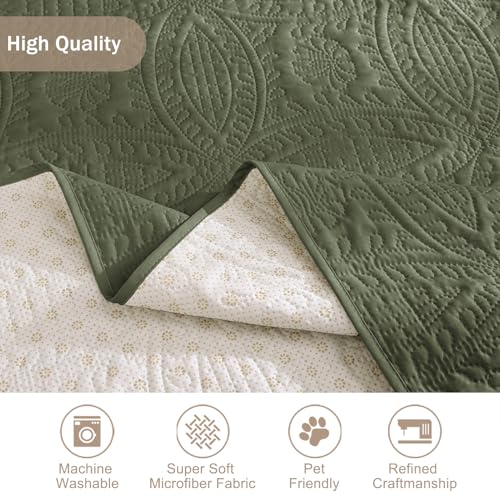 Image of Green Recliner TV Chair Covers, Quilted Decor Water-Repellent Medium Lazy Boy Chair Covers, Pet Friendly Recliner Slipovers for Dogs Cats, Washable Recliner Cover (Recliner 26 inch, Olive Green)