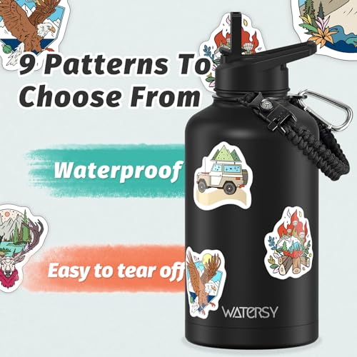 Image of 64oz Insulated Water Bottle (Cold for 48 Hrs),BPA Free&Leak Proof,Half Gallon Stainless Steel Water Flask,Water Jug with Straw Spout Lids for Gym,Hiking,Camping,Black