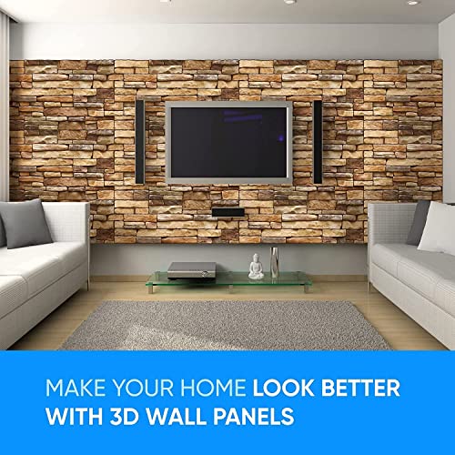 Grace Baltic - 3D-Wandpaneele für Innenwanddekoration, nicht klebend, dünn und elastisch, PVC-Kunst Braun (14 stück / 6.86 m2)