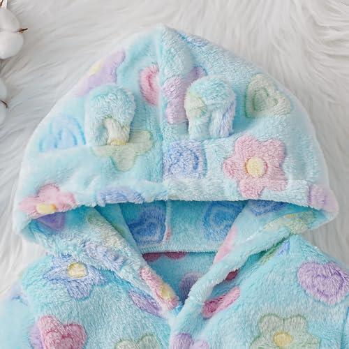Kids Girls Flannel Hoodies Fuzzy Fleece Cute Hooded Fall Outfit Soft Warm Fluffy Button Down Kimono Winter Clothes4