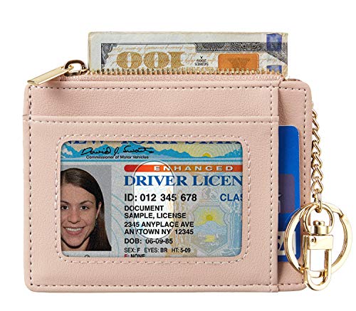 Sodsay Card Case Slim Front Pocket Wallet For Women Credit Card Holder With Keychain(Smooth Pink Champagne) #TOP2