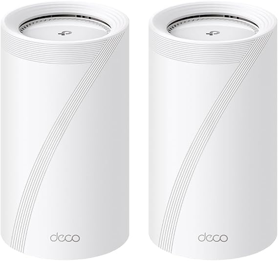 TP-Link Deco BE85 Wi-Fi 7 Mesh WLAN Set BE19000 Tri-Band Router and Repeater (10 Gbit/s Ethernet/Fiber Port 19 Gbps Wi-Fi Speed WPA3 320 MHz Channels 6 GHz)