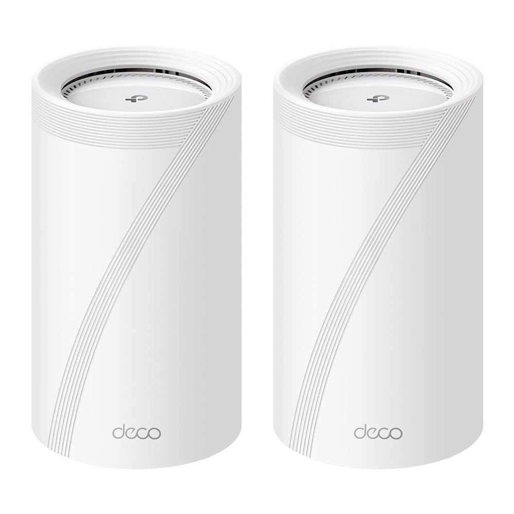 TP-Link Deco BE85 Wi-Fi 7 Mesh WLAN-Set, BE19000 Tri-Band-Router und Repeater (10 Gbit/s Ethernet/Glasfaser-Port, 19 Gbps Wi-Fi-Geschwindigkeit, WPA3, 320 MHz Kanäle, 6 GHz)