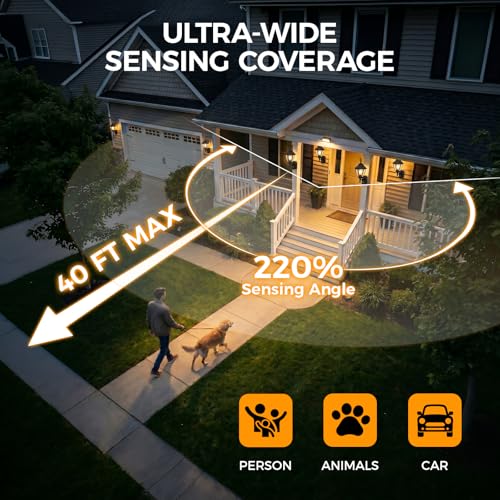 Image of Porch Lights Outdoor Motion Sensor Wall Sconce Anti-Rust Aluminum, Exterior Outdoor Wall Lights Dusk to Dawn Porch Light Fixture Wall Mount for House Outside Patio Large