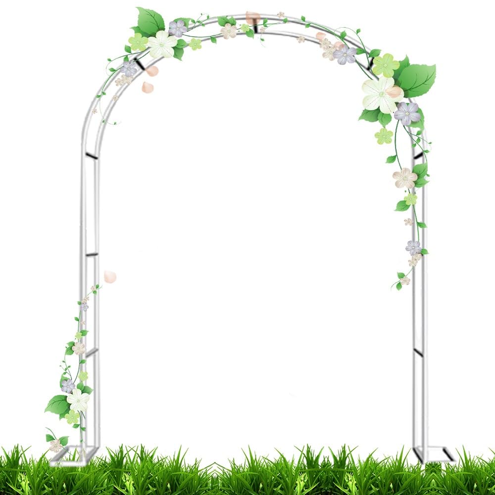 Arche de jardin robuste en métal blanc pour rosier grimpant et décor de pelouse