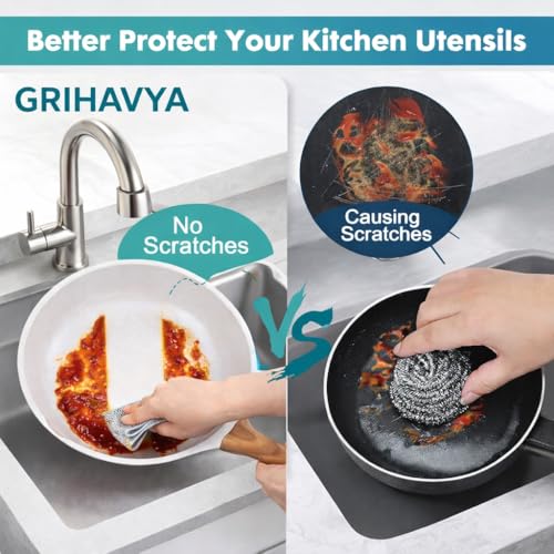 Image of Double Layer Non Scratch Wire Dish Wash Cloth, Pack of 6