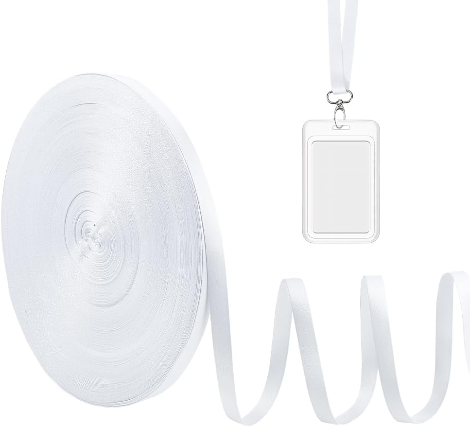 NBEDAS 358 ft White Polyester Sublimation Webbing, Heat Transfer Printable Blank Strap Roll for Lanyards ID Badges, Sewing DIY Craft Projects, 25mm