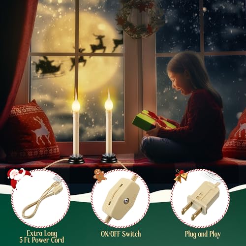 Enhon-2-Pack-Rustic-Country-Candle-Lights-with-Replacement-Silicone-Bulb-C7-06W-Electric-LED-Christmas-Window-Candles-Plug-in-UL-Certification-Warm-White-Candlestick-Lamp-5-FT-Cord-OnOff-Switch Enhon 2 Pack Rustic Country Candle Lights with Replacement Silicone Bulb C7 06W Electric LED Christmas Window Candles Plug in UL Certification Warm White Candlestick Lamp 5 FT Cord OnOff Switch