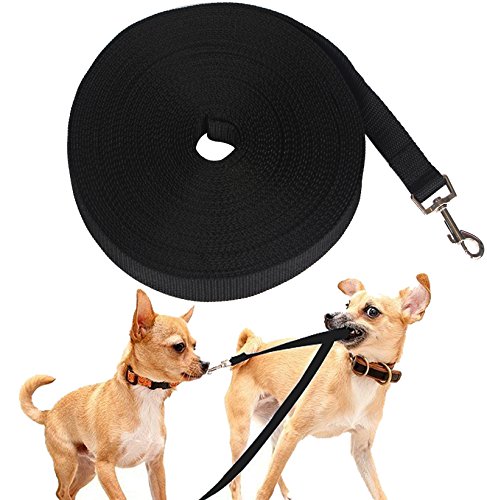 Yier Nylon Black Long Training Leash Dog Support Web pour Petit Moyen et Grand, 50FT