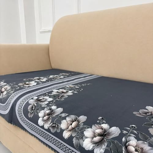 Image of Homerz Premium 'Luxe Series' Holland Velvet Sofa Cover | Smooth Finish | Anti-Skid Fleece Backing | Soft Touch Couch Protector for Living Room (Grey, 3 Seater, Only Seat Cover)