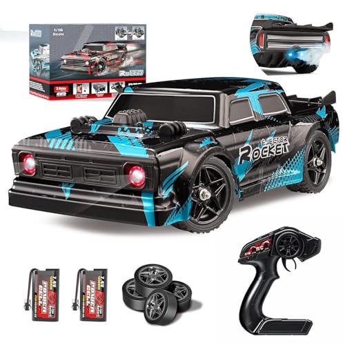Image of Samtop 1:14 RC Racing Drifting Car, High Speed Remote Control Cars with LED Lights & Spray, Extra Drifting Tires Racing Vehicle Toys Birthday Gifts for Boys & Girls Aged 6+ Years
